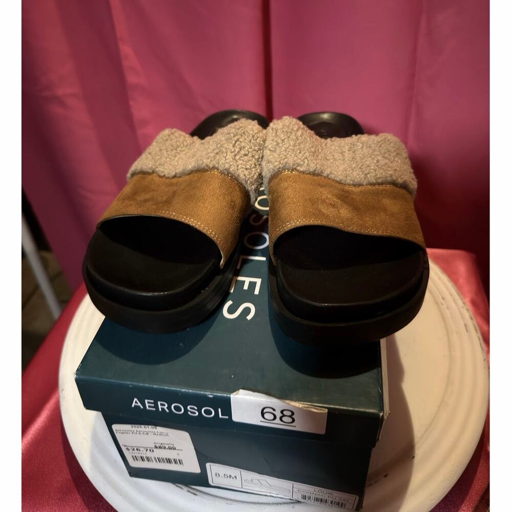 Aerosoles Louie Cognac PU Block Heel Mules Women’s 8.5M